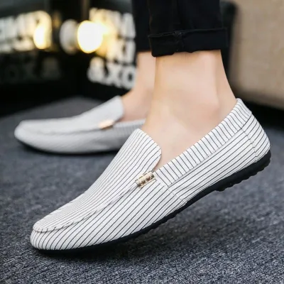 TRENDY CASUAL LAZY MEN'S LOAFERS WHITE